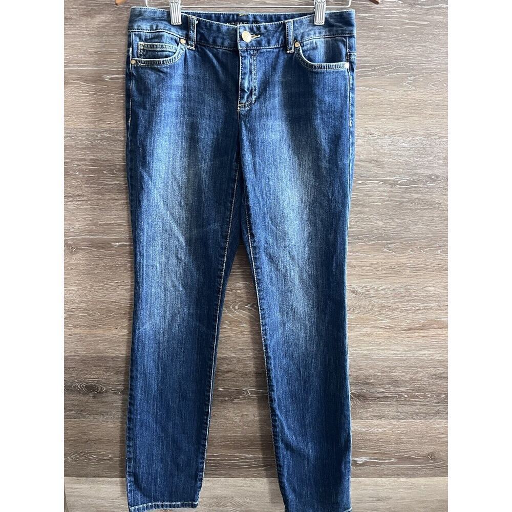 Michael Kors Skinny Dark Wash Stretch Jeans Ankle MK Logo Women’s Size 4 Blings